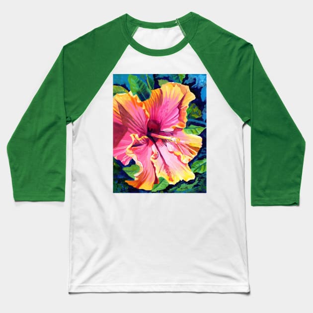 Tropical Bliss Hibiscus Baseball T-Shirt by KauaiArtist